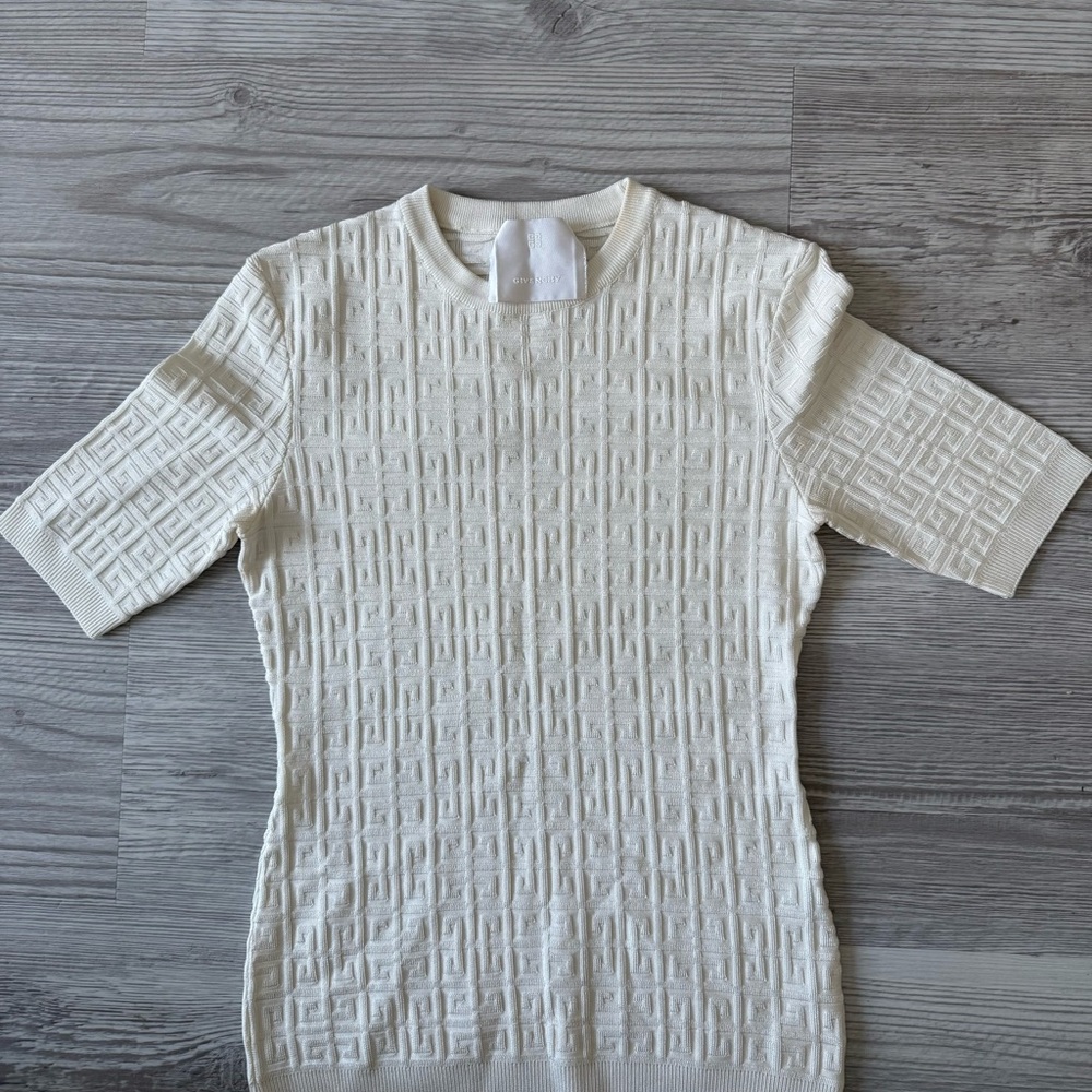 Givenchy Cream Textured Short Sleeve Top
